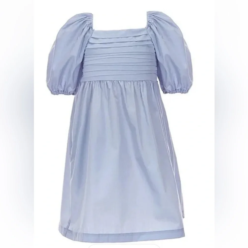 Copper Key Sz S Blue Girl’s Margo Dress Square neck Puff short sleeves Sz S